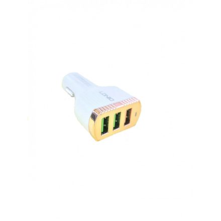 LDNIO Autós USB szivargyújtó töltő, 3xUSB csatlakozóval, Quick Charge 3.0, 5V/7A, fehér