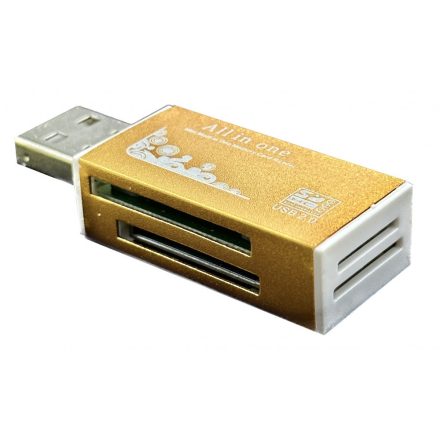 USB Memóriakártya Olvasó, támogatja a MicroSD/TF SD kártyákat, arany