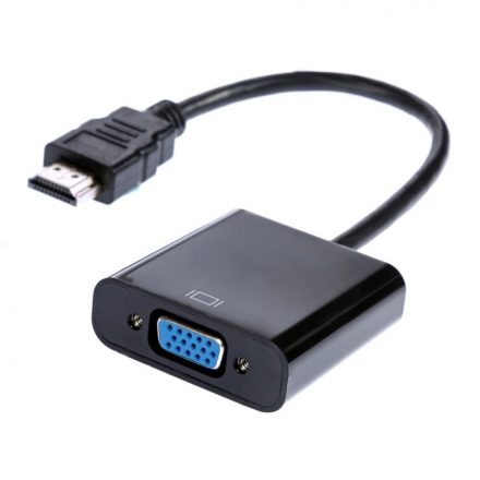 HDMI->VGA átalakító adapter, HDMI apa -> VGA anya, 0.2 méter, Fekete