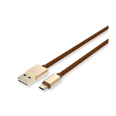 LDNIO adat és töltő kábel LS25, MicroUSB/USB csatlakozó, 2.4A gyors töltés, 1 méter, arany/barna