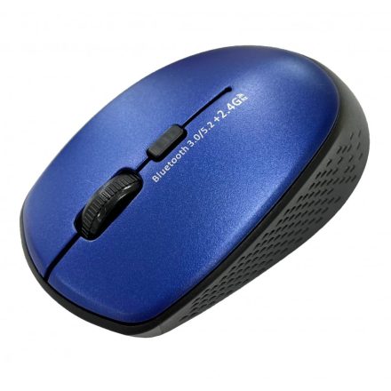 2.4GHz/Bluetooth v5.2 kettős üzemmódú vezeték nélküli egér, wireless mouse, 1600/1200/1000dpi, Kék-Fekete
