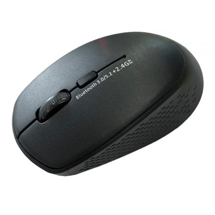 2.4GHz/Bluetooth kettős üzemmódú vezeték nélküli egér, wireless mouse, 1600/1200/1000dpi, Fekete