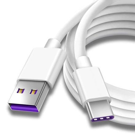 Prémium adat- és töltőkábel, USB-C/USB csatlakozó, 5A gyors töltés, 1 méter, fehér