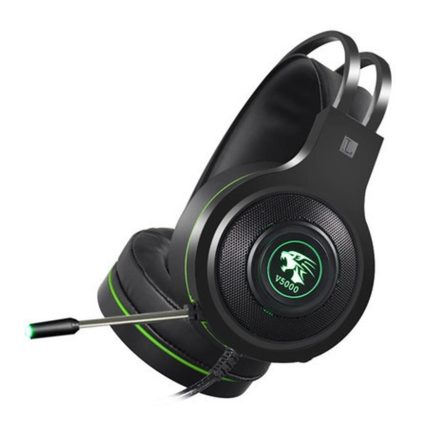 Gamer fejhallgató V5000, USB és 3,5mm jack vezetékes Fejhallgató, mikrofonnal, hangerőszabályzóval, fekete
