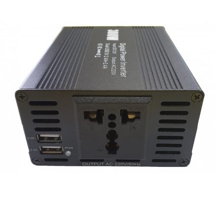 300W Szivargyújtós Digitális Adapter/Inverter, 220V-os kimenettel fekete