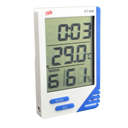 Digitális Külső-Belső Hőmérő és Higrométer, KT908 páratartalom és hőmérséklet mérő, Beépített digitális órával és naptárral
