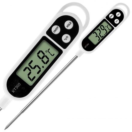 Digitális Ételhőmérő, TP300 -50°C-tól +300°C-ig LCD kijelzővel, fehér-fekete