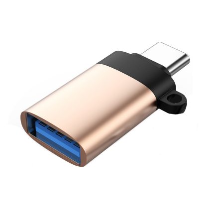 OTG átalakitó adapter, USB 3.0->USB-C, Aranyszín