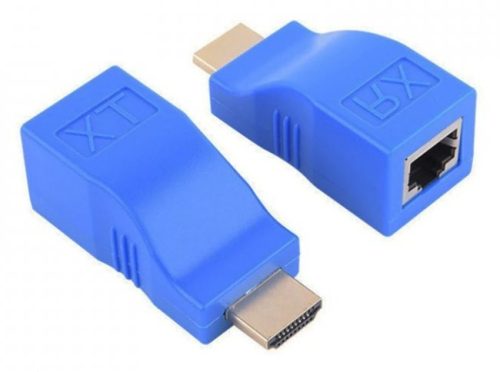HDMI hosszabbító adapter, 2db Adapter, HDMI/Cat6 Cat6e UTP Ethernet csatlakozóval, akár 15m-ig hosszabbít