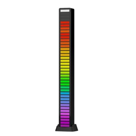 Ritmusra Világító RGB LED Lámpa, hangra és zenére villog, fekete állvány, többszínű