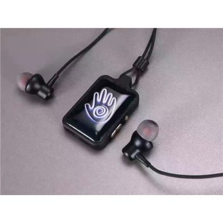 Bluetooth v5.0 Fülhallgató, beépített mikrofonnal, Világító Nyaklánc, AML-P10 MicroSD, kézfej mintás, fekete 