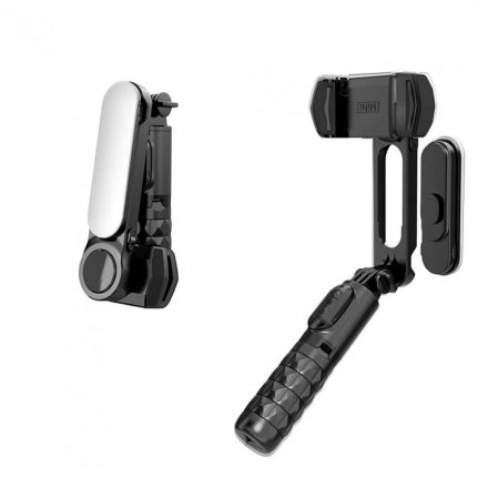 Gimbal Q09 Mobiltelefon Képstabilizátor, 1 tengelyes, vakuval, Bluetooth v4.0, újratölthető akkumulátor, fekete