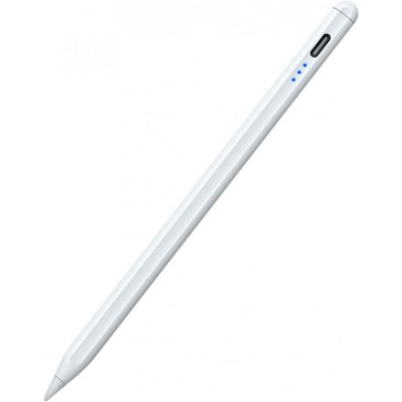 Stylus Pen univerzális érintős ceruza, telefon vagy tablethez, tölthető, 3 töltésjelző LED, kapacitív, fehér