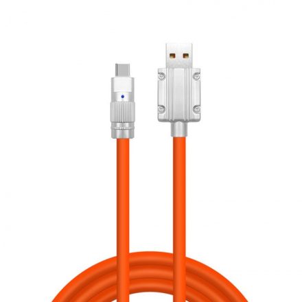 JKT folyékony szilikon töltő kábel, USB-C/USB csatlakozó, 120W gyors töltés, 1 méter, narancssárga