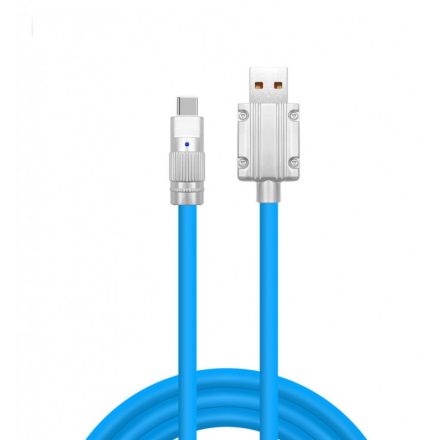 JKT folyékony szilikon töltő kábel, USB-C/USB csatlakozó, 120W gyors töltés, 1 méter, kék