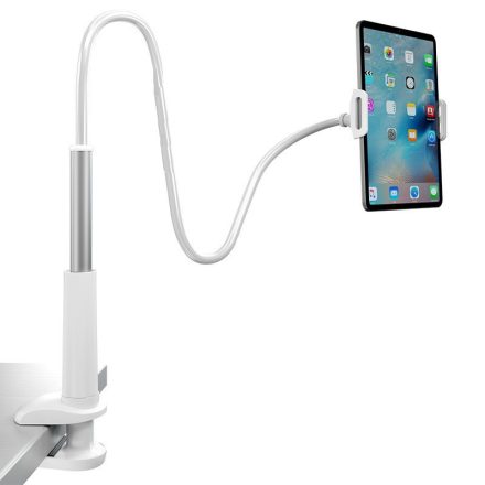 Flexibilis Telefon- és Tablettartó, asztalra/ágyra szerelhető, 6.5cm asztalszélességig, fehér