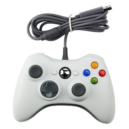 USB Gamepad, PC/PS3 kompatibilis gaming kontroller, vezetékes, fehér