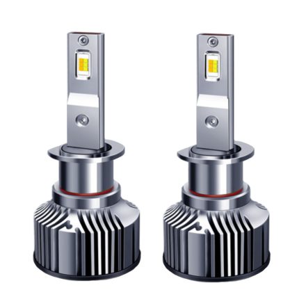 LED autó fényszóró izzó pár, H1 típusú, készlet/szett, 2db, színhőmérséklet változtatható, CANBUS, 60W, hideg fény/meleg fény, szürke
