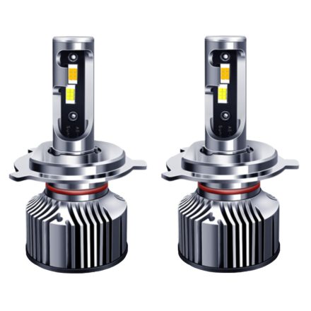 LED autó fényszóró izzó pár, H4 típusú, készlet/szett, 2db, színhőmérséklet változtatható, CANBUS, 60W, hideg fény/meleg fény, szürke