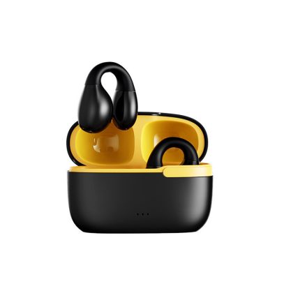 Remax Bluetooth Fülhallgató, beépített mikrofonnal, headset töltő dokkoló, Bluetooth v5.3, fekete-sárga